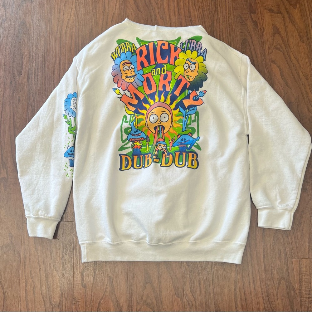 Rick & Morty Adult Swim Wubba Lubba Dub-Dub Graphic Hoodie | White | Size Large